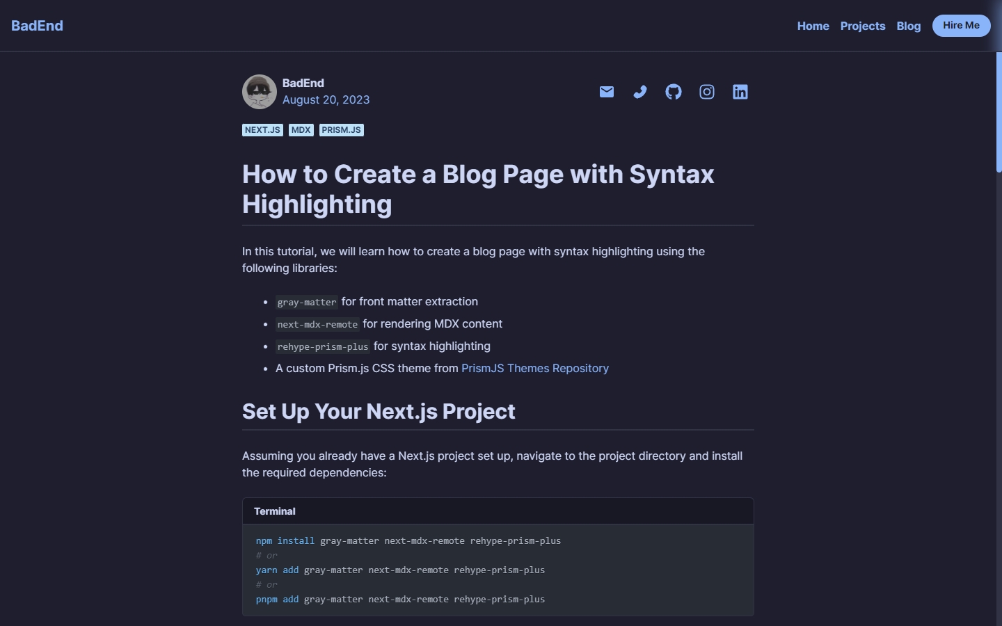 How to Create a Blog Page with Syntax Highlighting